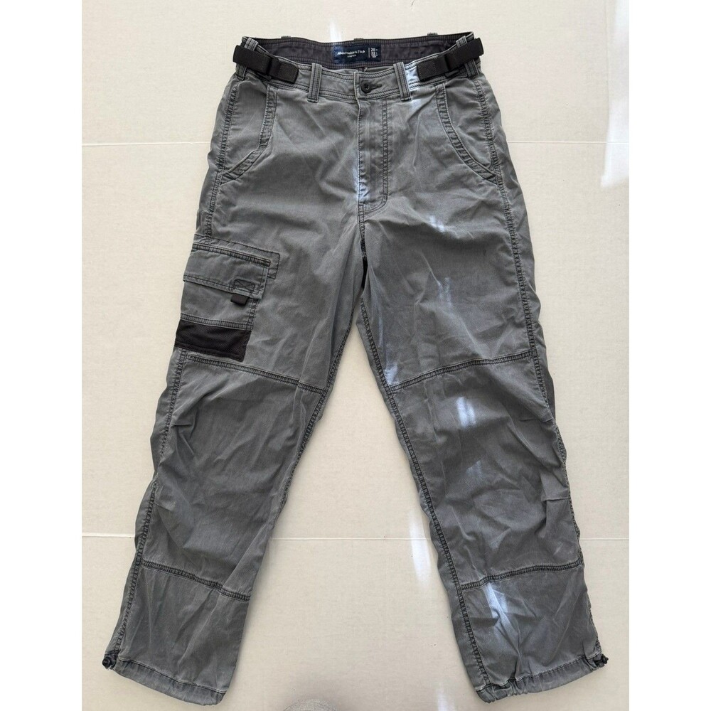 Abercrombie & Fitch Men’s Gray Tactical Utility Cargo Pants Belt 28x32
